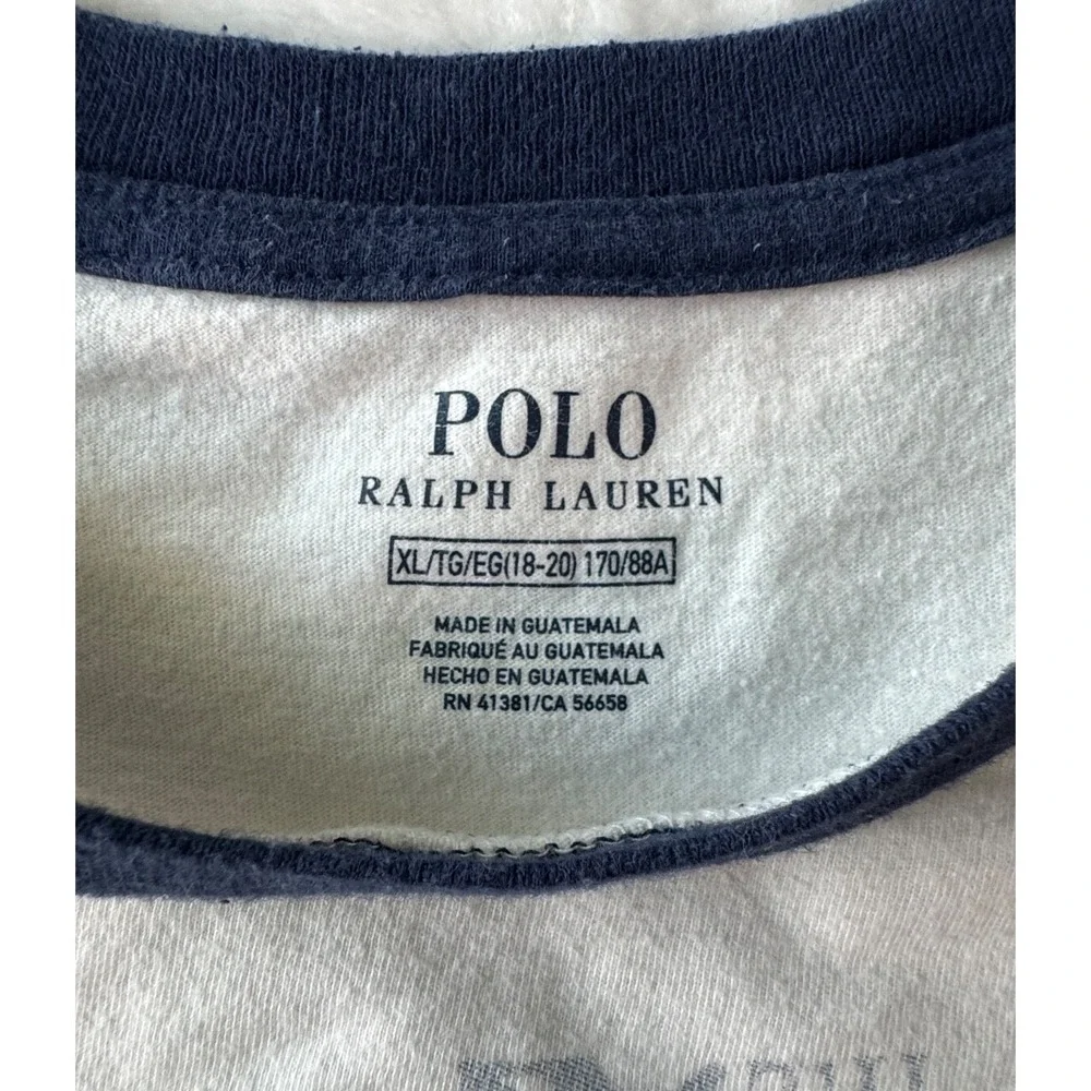 Vtg Polo Ralph Lauren‎ Tshirt Mens *XL* USA Flag Y2K 90s Raglan style Crewneck